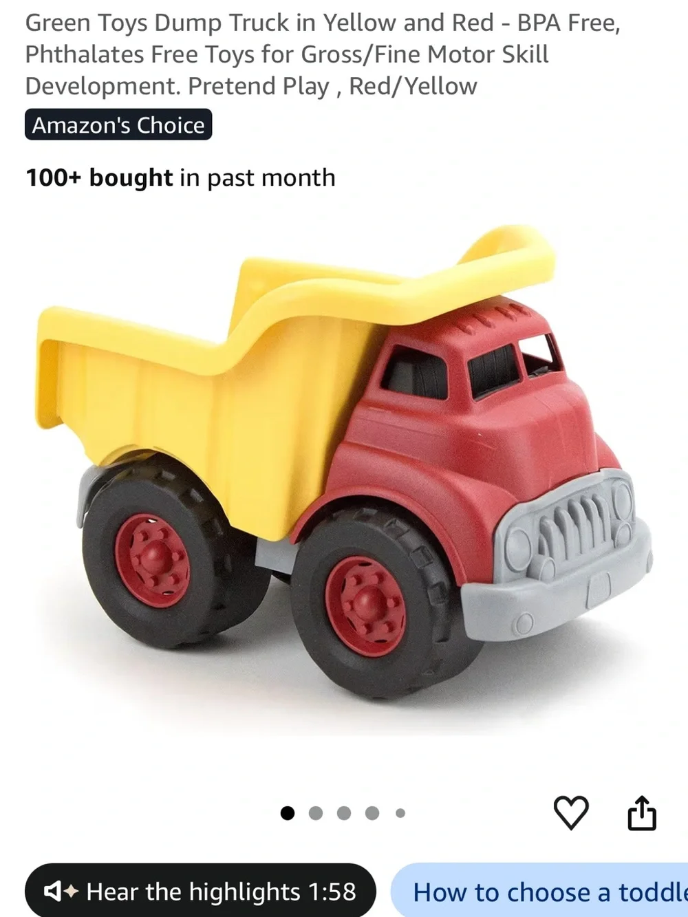 Green Toys BPA Free Dump Truck Toy